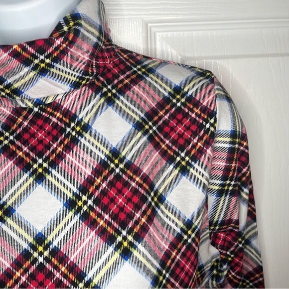 J.Crew Factory Plaid Printed Tissue Turtleneck Red Marine Salt Multi S NWOT - Picture 6 of 11